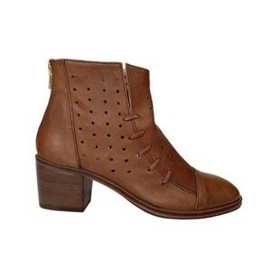 Journee Signature Ulima Whip Stitch Perforated Bootie Brown Women's Size 6.5